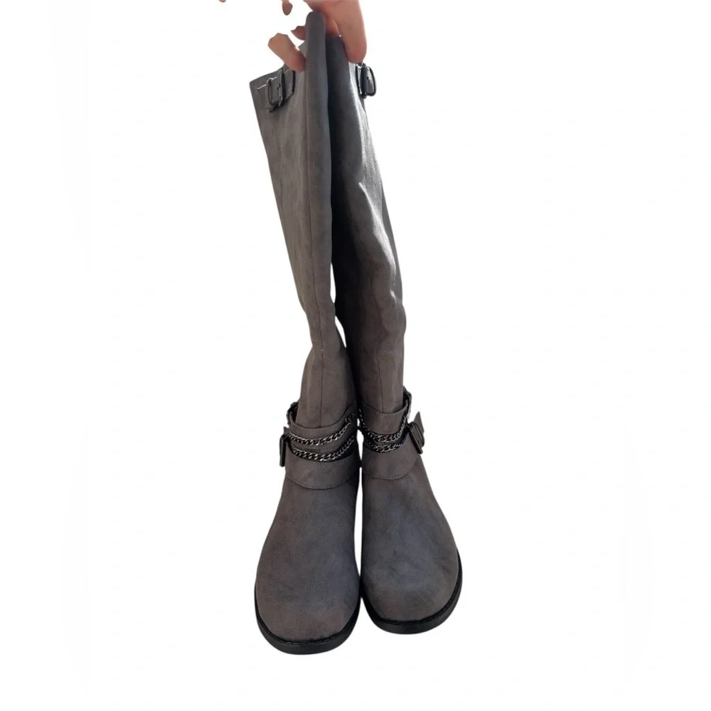 JustFab Over the Knee Gray Boots Size 9,5 Faux Suede